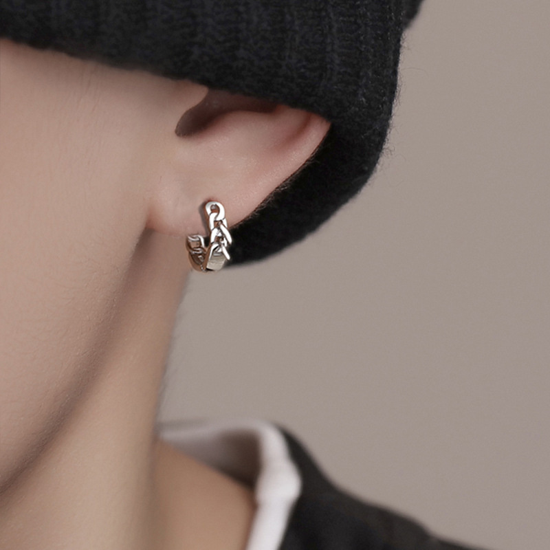 Men'S Accessories Drop Shipping - Trendy Silver 925 Hoops Earrings Male