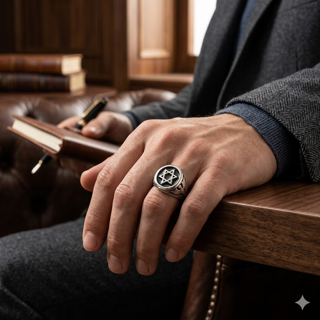 Signet Ring Men - Vintage Star of David Ring for