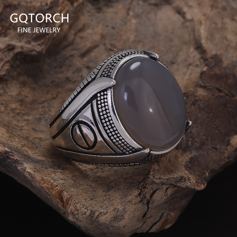 Signet Ring Men - S925 Sterling Silver Agate Signet Ring