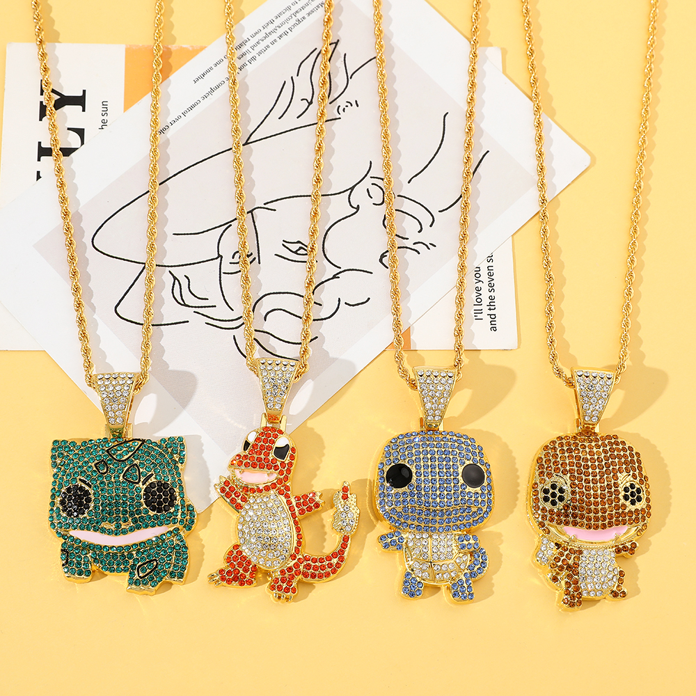 Men'S Accessories And Jewelry - Diamond Studded Squirtle Necklace Fashion Trend