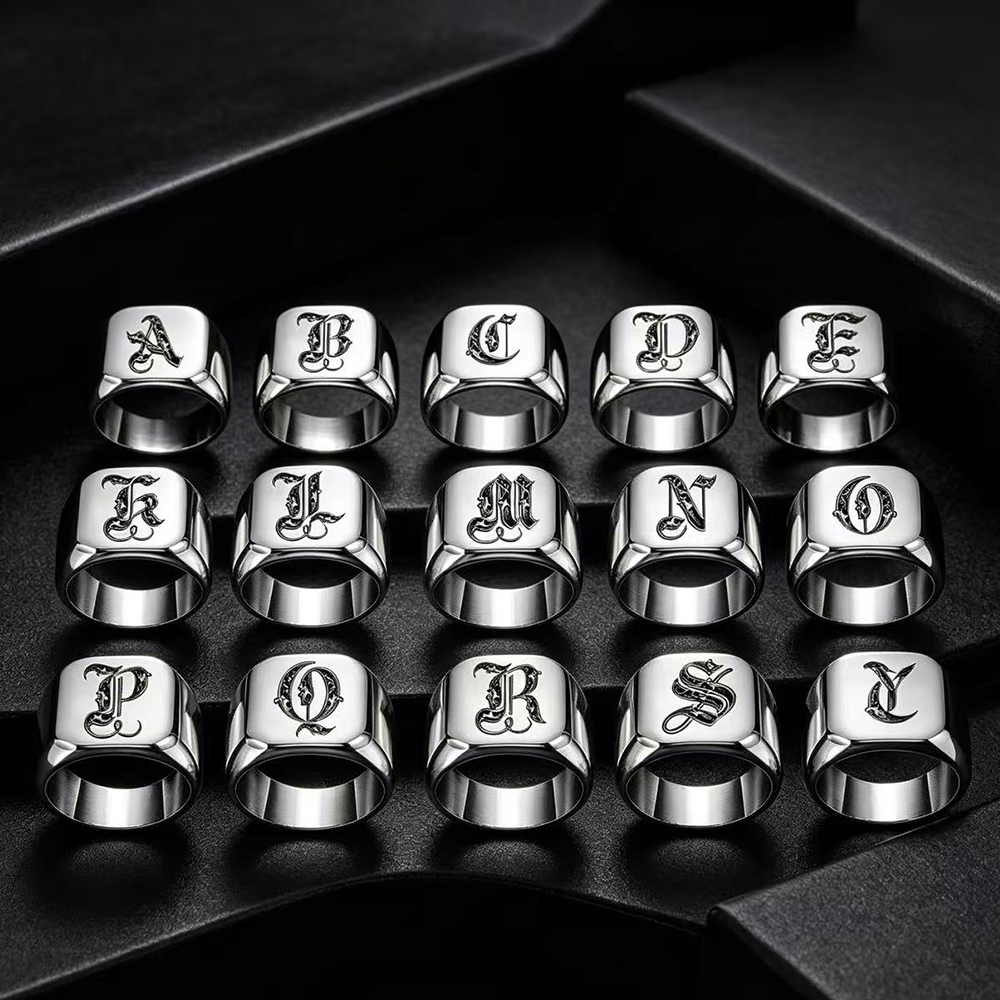 Signet Ring Men - Personalised Initial Engrave A to Z