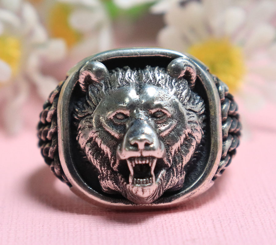 22g Viking Bear Head Nordic Or - Signet Ring Men incelemesi ve fiyatı