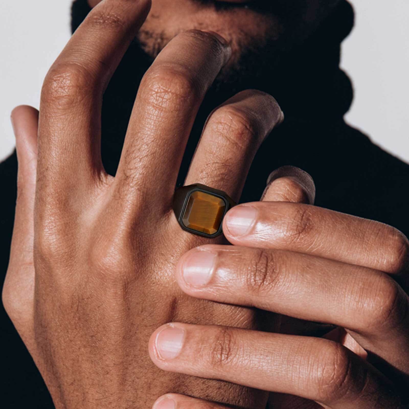 Brown Tiger Eye Stone Ring for - Signet Ring Men incelemesi ve fiyatı