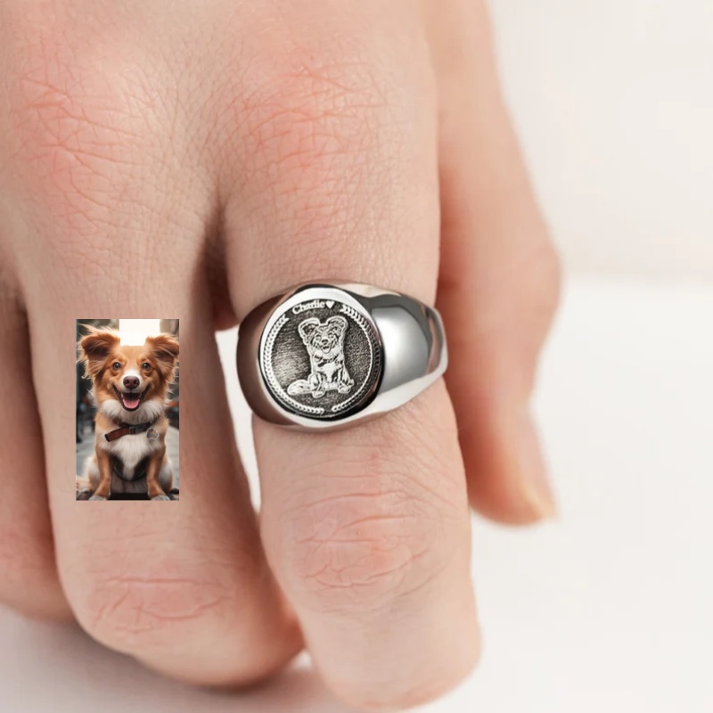 Custom Engrave Photo Signet Ri - Signet Ring Men incelemesi ve fiyatı