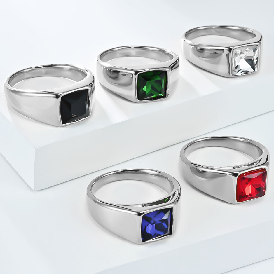 Stainless Steel Shinny Zircon  - Signet Ring Men incelemesi ve fiyatı
