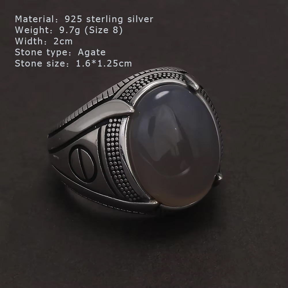 S925 Sterling Silver Agate Sig - Signet Ring Men incelemesi ve fiyatı