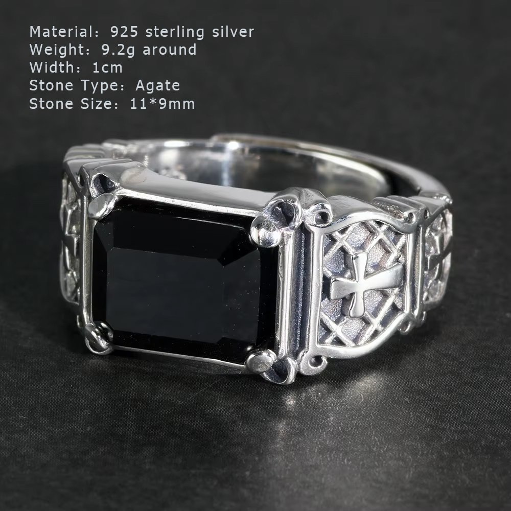 Vintage Punk Silver 925 Jewelr - Signet Ring Men incelemesi ve fiyatı